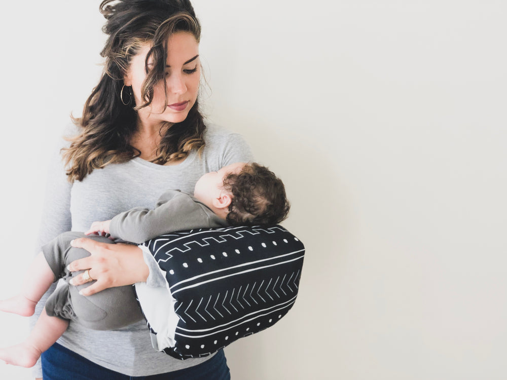 Black Mudcloth Motif Nursing Pillow